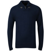 Brave Soul Men's Manroe Shawl Neck Jumper - Blue
