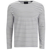 Scotch & Soda Men's Printed Long Sleeve Stripes T-Shirt - White
