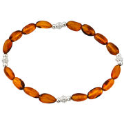 Silver Plated Amber Beaded Bracelet