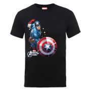 Marvel Avengers Assemble Captain America Comic Burst Men's T-Shirt - Black
