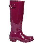 Hunter Women's Original Back Adjustable Gloss Wellington Boots - Purple