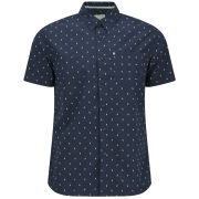 Bench Men's Chevron Print Rapson Short Sleeved Shirt - Navy