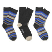 Pepe Jeans Men's Carlos 3 Pack Socks - Grey Marl Stripe/Grey