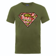 DC Comics Men's T-Shirt Superman Cells Logo - Military Green