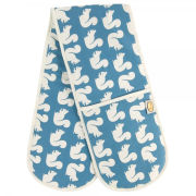 Anorak Kissing Squirrels Double Oven Glove - Teal/Blue/Cream