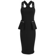 Lavish Alice Women's Peplum Bodycon Midi Dress - Black