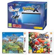 Nintendo 3DS XL Blue and Black Console - Includes Pokemon X, Super Smash Bros. & Fantasty Life
