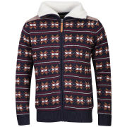 Brave Soul Men's Carlyleb Fairisle Zip Through Jumper - Navy