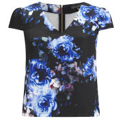 Girls On Film Women's Floral V Neck Top - Blue