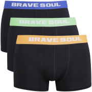 Brave Soul Men's 3-Pack Contrast Waistband Boxers - Orange/Blue/Lime