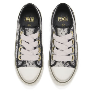 Ash Women's Vicky Satin Python/Grosgrain Trainers - Black/White: Image 11