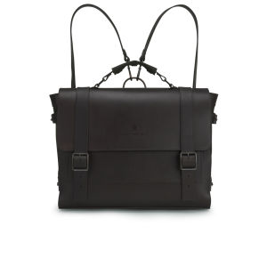 Knutsford Men's Wax Cotton and Leather Satchel - Dark Brown