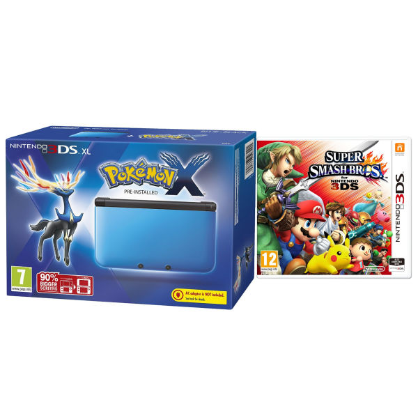 Nintendo 3DS XL Blue and Black Console Includes Pokemon X & Super