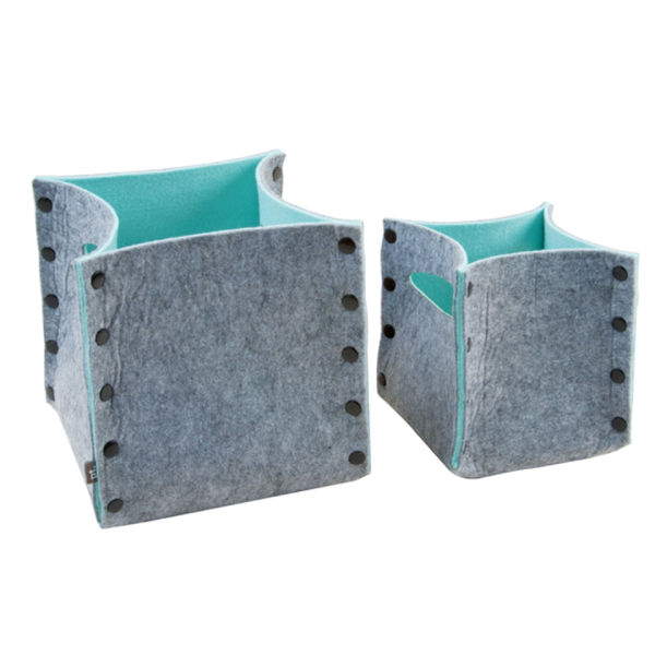 Mellow Felt Storage Baskets Set Of 2 Grey/Pastel Green IWOOT