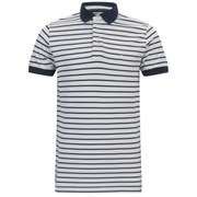 French Connection Men's Bleached Simple Stripe Polo Shirt - White