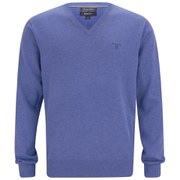 GANT Men's Cotton V-Neck Knitted Jumper - Blue