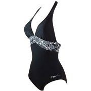 Zoggs Women's Optic Chic Plunge Halter Neck Swimsuit - Black/White