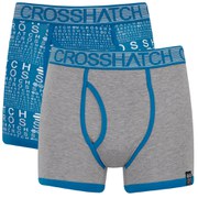 Crosshatch Men's Squint 2-Pack Boxer Shorts - Mykonos Blue/Grey Marl