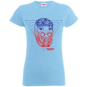 Marvel Women's Guardians of the Galaxy Star-Lord Colour Sketch T-Shirt - Sky