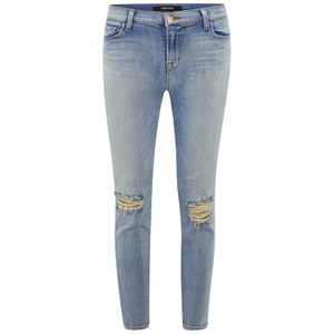 J Brand Women's Mid Rise Distressed Crop Skinny Jeans - Dropout Indigo