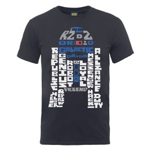 Star Wars Men's R2-D2 Text Body T-Shirt - Charcoal