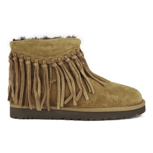 UGG Australia Women's Wynona Fringe Sheepskin Ankle Boots - Chestnut