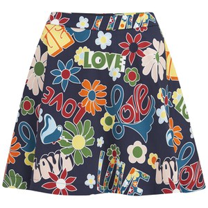 Love Moschino Women's Blue Print Skirt - Blue