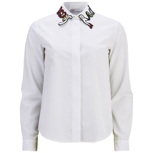 REDValentino Women's White Shirt with Collar - White: Image 01