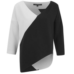 French Connection Women's Arrow Crepe Side Zip Top - Black/White: Image 01