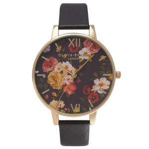 Olivia Burton Women's Winter Garden Watch - Black/Gold
