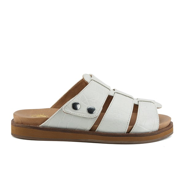 H Shoes by Hudson Women's Sparta Flat Croc Leather SlipOn Sandals