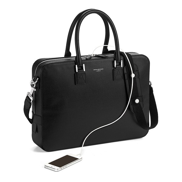 Aspinal of London Men's Mount Street Small Briefcase - Black: Image 11