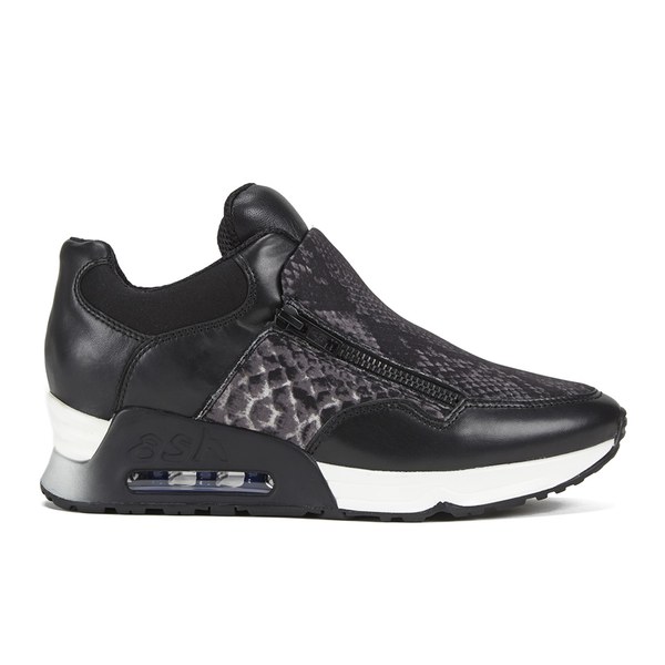 Ash Women's Lenny Bis Double Zip Snake Print Trainers - Black/Stone: Image 01