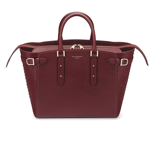 Aspinal of London Marylebone Tote Bag - Burgundy Python: Image 21