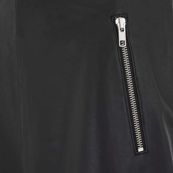 Gestuz Women's Zola Leather Midi Skirt with Front Slit and Zip Detail - Black Leather: Image 31