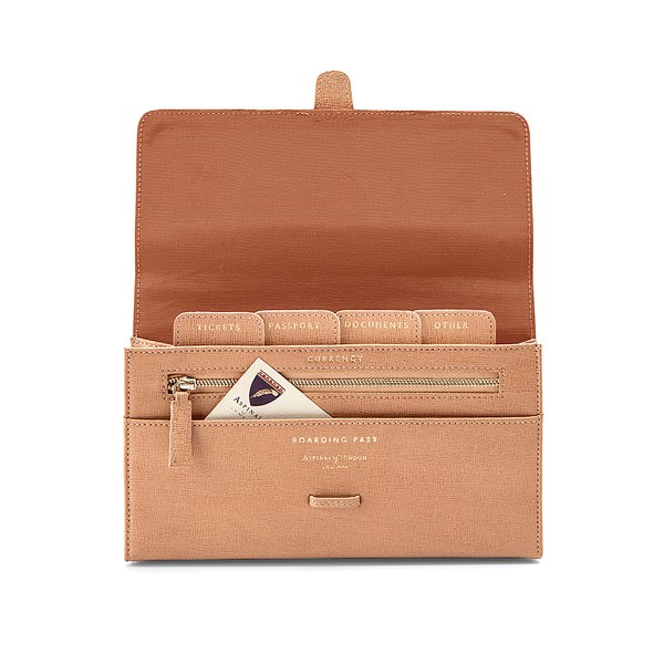Aspinal of London Classic Travel Wallet - Deer Brown: Image 11