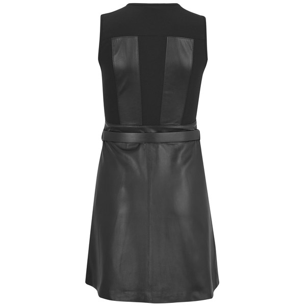 MICHAEL MICHAEL KORS Women's Belted Leather Dress - Black - Free UK
