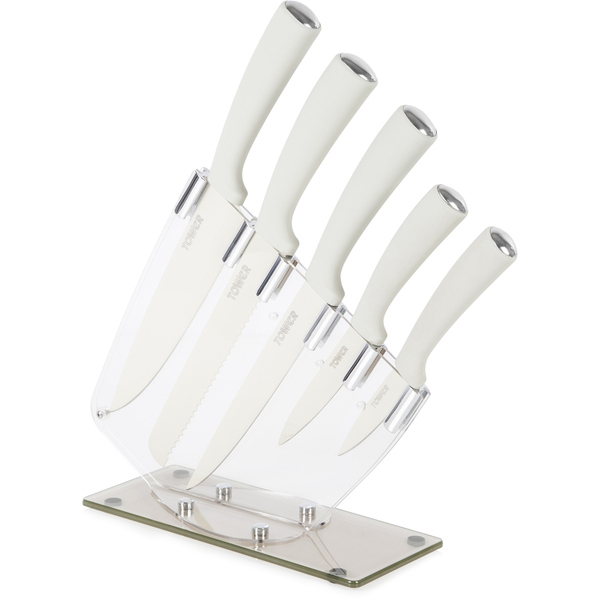 Tower IDT81500 5 Piece Knife Set with Acrylic Stand White IWOOT