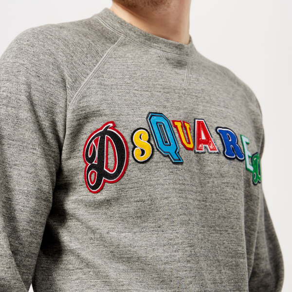 dsquared2男式logo修身剪裁运动衫-灰色melange