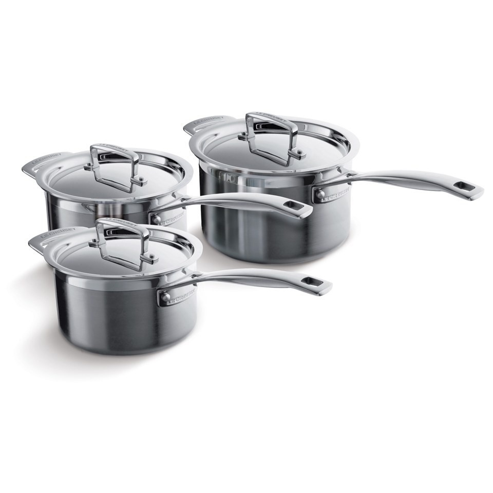 Le Creuset 3Ply Stainless Steel 3 Piece Saucepan Set IWOOT