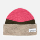 Ganni Women's Knitted Colour Block Beanie - Hot Pink