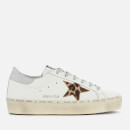 Golden Goose Deluxe Brand Women's Hi Star Flatform Trainers - White Leather/Leopard Lurex Lace