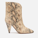 Isabel Marant Women's Leinee Leather Python Printed Heeled Boots - Nude