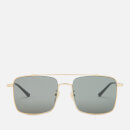 Gucci Men's Square Metal Aviator Sunglasses - Gold/Black/Grey