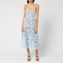 Self-Portrait Women's Flower Lace Midi Tiered Dress - Light Blue
