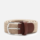 Anderson's Men's Polished Silver Buckle Woven Belt - Beige