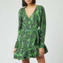 ROTATE Birger Christensen Women's Nancy Mini Wrap Dress - Stone Green