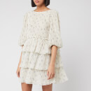 Ganni Women's Floral Pleated Georgette Mini Dress - Egret