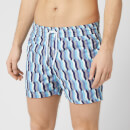 Frescobol Carioca Men's Mosaique Sports Swim Shorts - Navy/Sky Blue