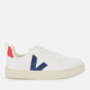 Veja Kid's V10 Lace Leather Trainers - White/Cobalt/Pekin